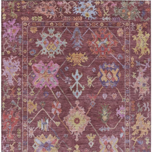 HomeRoots 5' X 8' Elegant Burgundy, Pink & Blue Floral Washable Area Rug for Indoor & Outdoor Spaces 639648