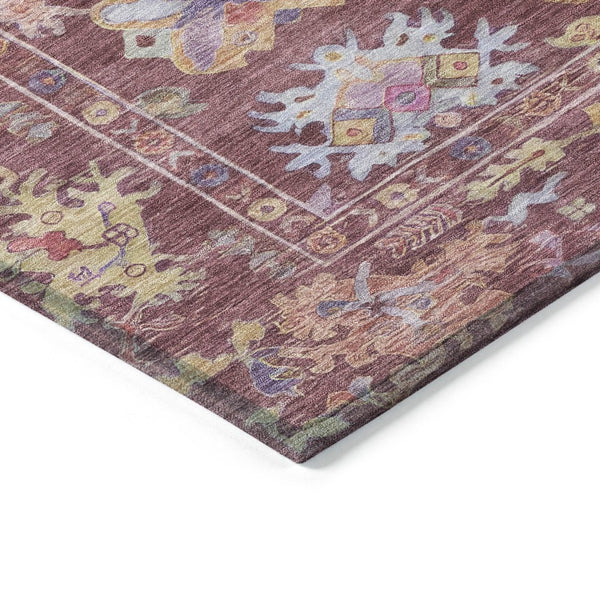 HomeRoots 5' X 8' Elegant Burgundy, Pink & Blue Floral Washable Area Rug for Indoor & Outdoor Spaces 639648