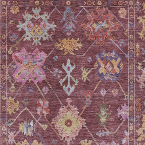 HomeRoots 9' X 12' Floral Area Rug in Burgundy, Pink & Blue - Washable, Stain-Resistant for Indoor & Outdoor Use 639651