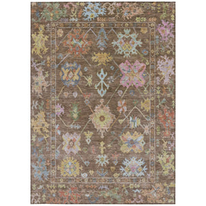 HomeRoots 8' X 10' Floral Washable Area Rug in Brown, Pink & Blue – Durable, Stylish, Indoor/Outdoor Comfort! 639656