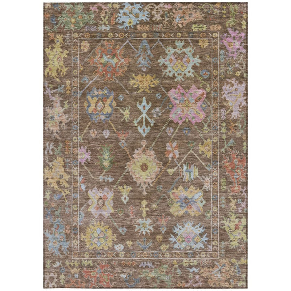 HomeRoots 8' X 10' Floral Washable Area Rug in Brown, Pink & Blue – Durable, Stylish, Indoor/Outdoor Comfort! 639656