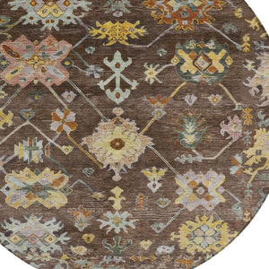 HomeRoots 8' Elegant Floral Rug in Rich Chocolate, Gold & Ivory – Durable, Washable for Indoor/Outdoor Use 639661