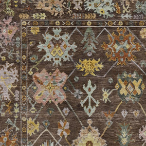 HomeRoots 8' X 10' Chocolate Floral Area Rug - Durable, Washable Indoor/Outdoor Design for Any Space! 639662