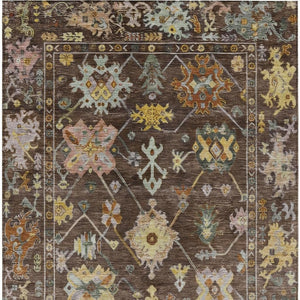 HomeRoots 9' X 12' Floral Chocolate Gold Ivory Area Rug - Durable, Washable, Versatile for Indoor & Outdoor Use 639663