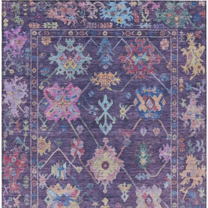 HomeRoots 5' Elegant Eggplant Pink and Gold Floral Washable Area Rug for Indoor/Outdoor Versatile Style 639666