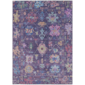 HomeRoots 8' x 10' Eggplant Pink Gold Floral Area Rug - Stylish, Washable, Indoor/Outdoor Durable Design! 639668