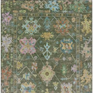 HomeRoots 8' Vibrant Floral Washable Indoor/Outdoor Area Rug - Fern Green, Pink & Blue, Durable & Stylish! 639674