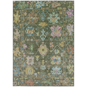 HomeRoots 8' Vibrant Floral Washable Indoor/Outdoor Area Rug - Fern Green, Pink & Blue, Durable & Stylish! 639674