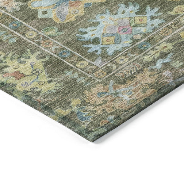 HomeRoots 8' Vibrant Floral Washable Indoor/Outdoor Area Rug - Fern Green, Pink & Blue, Durable & Stylish! 639674