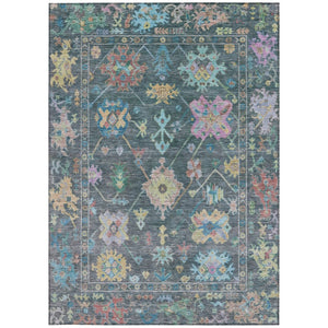 HomeRoots 8' X 10' Teal Blue Pink Gold Floral Rug - Durable, Washable Indoor/Outdoor Accent for Any Space! 639680