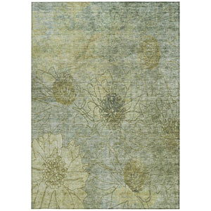 HomeRoots 8' X 10' Washable Artichoke Green Beige Floral Area Rug - Durable Indoor/Outdoor Charm for All Spaces 639686