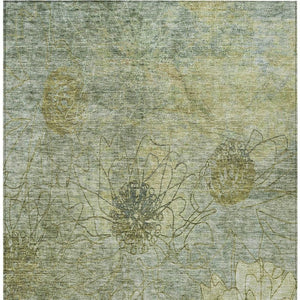 HomeRoots 10' Floral Indoor Outdoor Area Rug in Artichoke Green & Beige - Washable, Durable, Stylish Design 639688