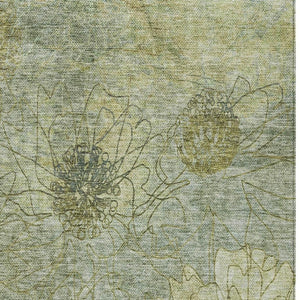 HomeRoots 10' Floral Indoor Outdoor Area Rug in Artichoke Green & Beige - Washable, Durable, Stylish Design 639688