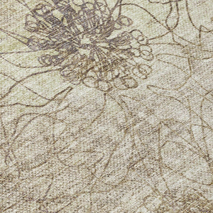 HomeRoots 8' Round Floral Washable Area Rug in Brown & Beige - Perfect for Indoor/Outdoor Elegance & Durability 639691