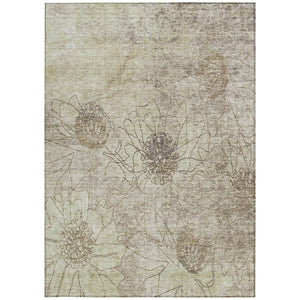 HomeRoots 8' X 10' Brown and Beige Floral Washable Area Rug - Durable, Stylish for Indoor & Outdoor Spaces! 639692