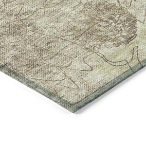 HomeRoots 9' X 12' Floral Area Rug - Durable Brown & Beige Design for Indoor/Outdoor Use, Machine Washable! 639693