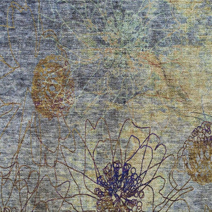 HomeRoots 8' X 10' Elegant Denim Blue & Gold Floral Area Rug - Durable, Washable for Indoor/Outdoor Use! 639698