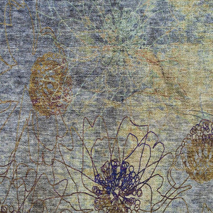 HomeRoots 9' Stylish Denim Blue & Gold Floral Area Rug - Washable, Durable, Perfect for Indoor & Outdoor Use! 639699