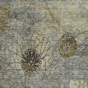 HomeRoots 8' X 10' Elegant Granite Gray and Gold Floral Area Rug – Washable, Durable, Perfect for Indoor/Outdoor Use 639704
