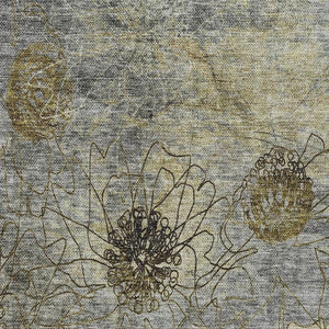 HomeRoots 10' Granite Gray and Gold Floral Area Rug - Washable, Durable, Indoor/Outdoor, Perfect for High-Traffic Spaces 639706