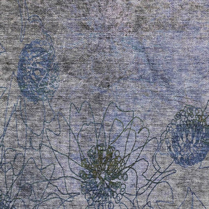 HomeRoots 5' Gray and Lavender Floral Washable Area Rug - Durable, Stylish, Perfect for Indoor & Outdoor Use! 639708