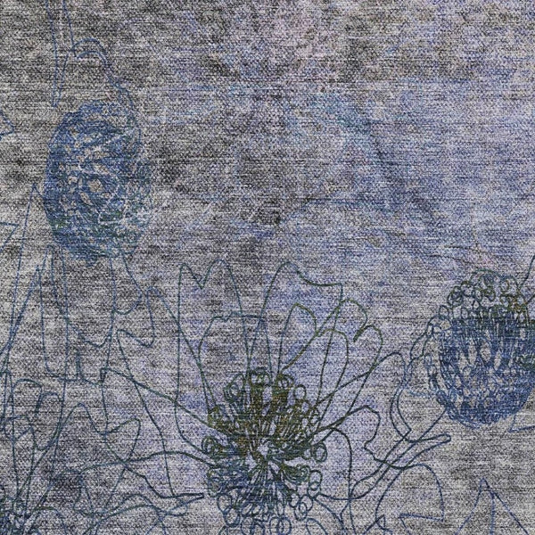 HomeRoots 5' Gray and Lavender Floral Washable Area Rug - Durable, Stylish, Perfect for Indoor & Outdoor Use! 639708