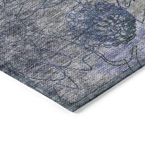HomeRoots 8' Gray and Lavender Round Floral Rug - Stylish, Washable Area Rug for Indoor & Outdoor Spaces 639709