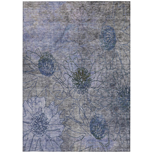 HomeRoots 10' Gray & Lavender Floral Area Rug - Washable Indoor/Outdoor, Stain-Resistant, Durable Design! 639712