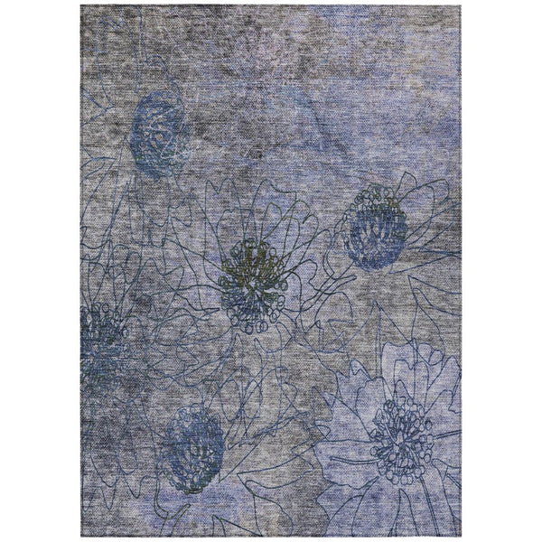 HomeRoots 10' Gray & Lavender Floral Area Rug - Washable Indoor/Outdoor, Stain-Resistant, Durable Design! 639712