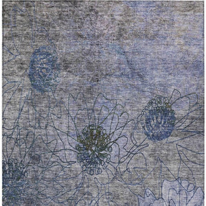 HomeRoots 10' Gray & Lavender Floral Area Rug - Washable Indoor/Outdoor, Stain-Resistant, Durable Design! 639712