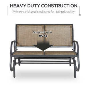 English Elm Outsunny 2-Person Glider Bench - Stylish Outdoor Loveseat With Smooth Rocking Steel Frame, Brown W2225P249831-GIGA