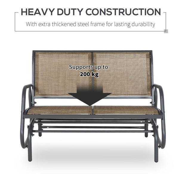 English Elm Outsunny 2-Person Glider Bench - Stylish Outdoor Loveseat With Smooth Rocking Steel Frame, Brown W2225P249831-GIGA