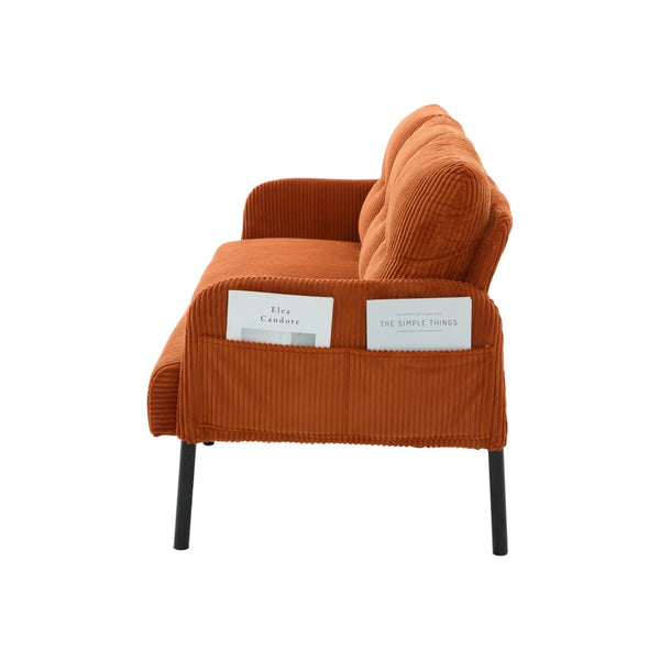 English Elm United We Win Corduroy Loveseat Plush Ergonomic Sofa with Spring Support Metal Legs Orange W1568P410045