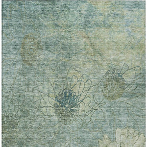 HomeRoots 5' X 8' Pale Aqua Floral Washable Rug - Durable, Stylish Indoor/Outdoor Area Rug for Family Spaces 639720