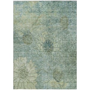 HomeRoots 5' X 8' Pale Aqua Floral Washable Rug - Durable, Stylish Indoor/Outdoor Area Rug for Family Spaces 639720