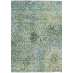 HomeRoots 5' X 8' Pale Aqua Floral Washable Rug - Durable, Stylish Indoor/Outdoor Area Rug for Family Spaces 639720