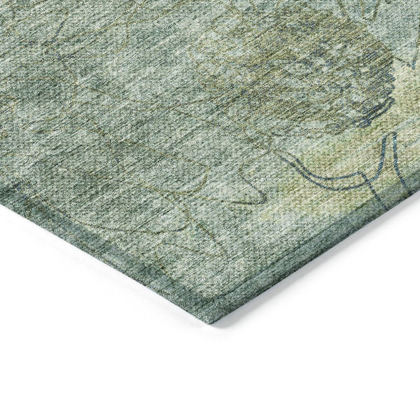 HomeRoots 5' X 8' Pale Aqua Floral Washable Rug - Durable, Stylish Indoor/Outdoor Area Rug for Family Spaces 639720
