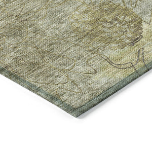HomeRoots 8' Taupe Floral Round Area Rug - Washable, Durable, Indoor-Outdoor Design for Versatile Decor Use 639727