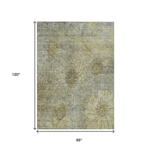 HomeRoots 8' X 10' Durable Taupe & Wheat Floral Indoor/Outdoor Area Rug – Easy Care, Stylish, Versatile Design! 639728