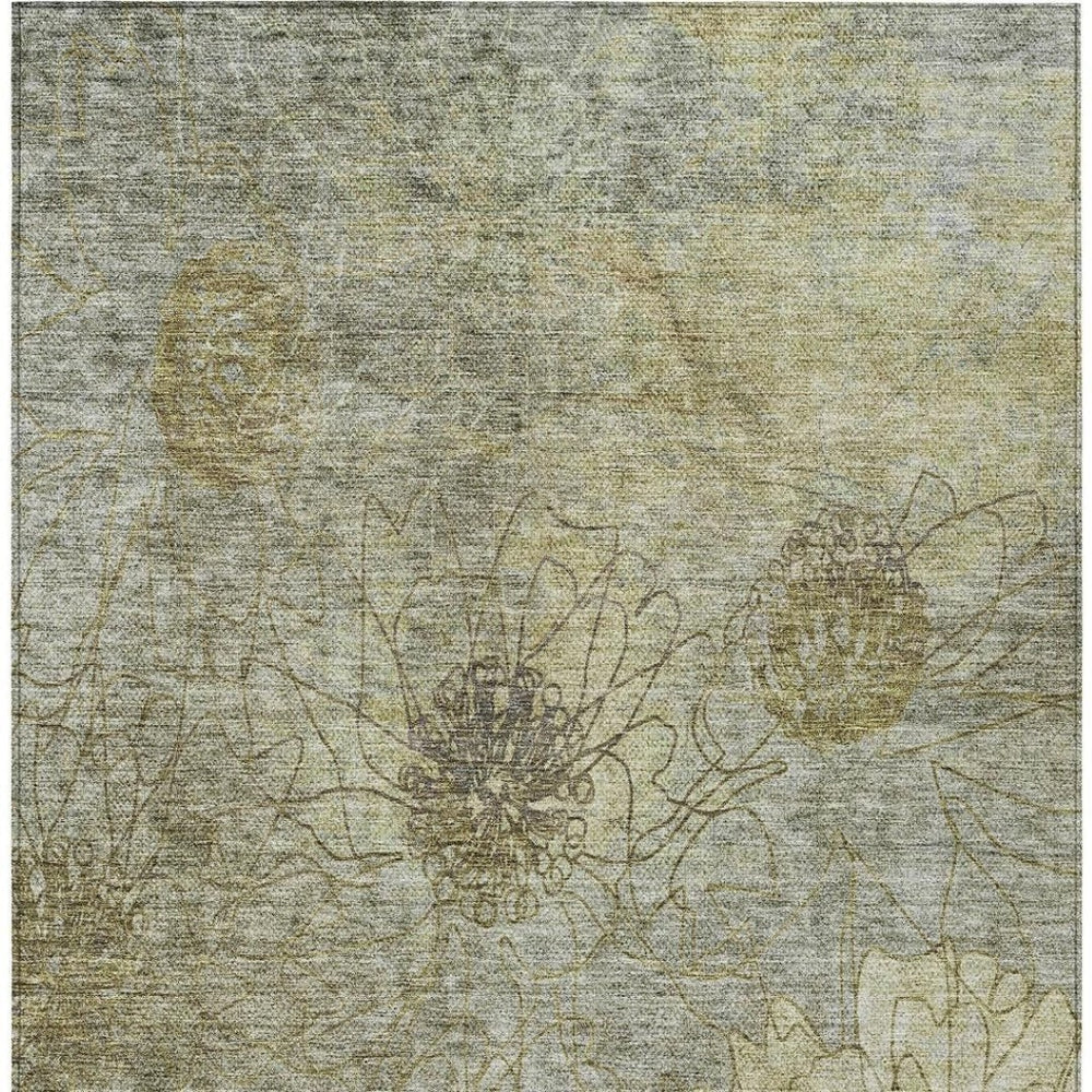 HomeRoots 10' Taupe & Wheat Floral Washable Area Rug for Indoor/Outdoor Use - Durable, Stylish, Easy-Care Design 639730