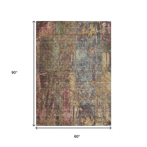 HomeRoots 5' X 8' Brown and Blush Abstract Indoor-Outdoor Area Rug – Stylish, Durable, and Washable for All Spaces! 639738