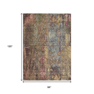 HomeRoots 8' X 10' Brown and Blush Abstract Washable Rug - Durable, Stylish Indoor/Outdoor Area Essential! 639740