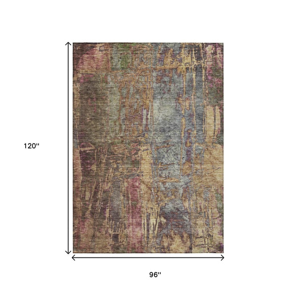 HomeRoots 8' X 10' Brown and Blush Abstract Washable Rug - Durable, Stylish Indoor/Outdoor Area Essential! 639740