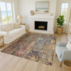 HomeRoots 9' X 12' Elegant Brown and Blush Abstract Rug - Washable, Durable for Indoor/Outdoor Living Spaces 639741