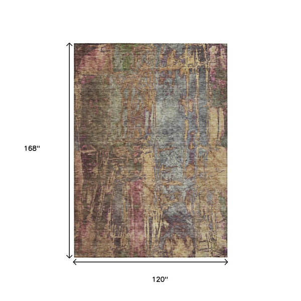 HomeRoots 10' Brown and Blush Abstract Washable Area Rug - Stylish, Durable, Indoor/Outdoor, Easy-Care Design! 639742