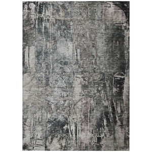 HomeRoots 5' Modern Gray & Silver Abstract Washable Area Rug - Durable, Stylish, Indoor/Outdoor Decor Solution 639744