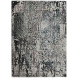 HomeRoots 5' Modern Gray & Silver Abstract Washable Area Rug - Durable, Stylish, Indoor/Outdoor Decor Solution 639744