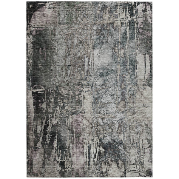 HomeRoots 5' Modern Gray & Silver Abstract Washable Area Rug - Durable, Stylish, Indoor/Outdoor Decor Solution 639744