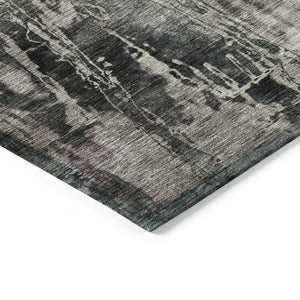 HomeRoots 5' Modern Gray & Silver Abstract Washable Area Rug - Durable, Stylish, Indoor/Outdoor Decor Solution 639744