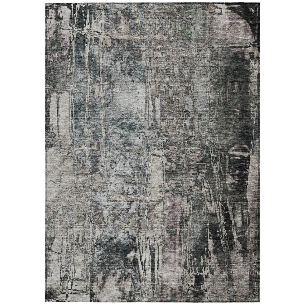HomeRoots 8' X 10' Gray and Silver Abstract Area Rug – Machine Washable, Stylish Indoor/Outdoor Design for All Spaces 639746